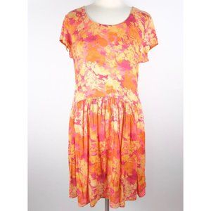 New Peruvian Connection sz L dress stretch floral orange MAI TAI $199